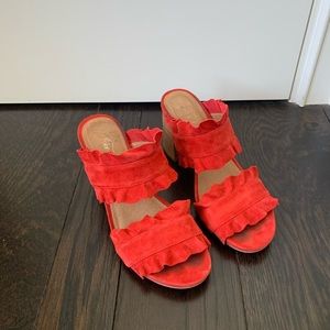 Free People Red Ruffle Heels